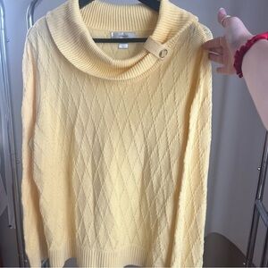 CJ Banks Soft Yellow Cowl Neck Sweater